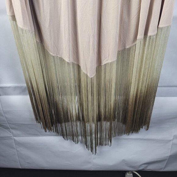 Vintage Boston Proper Long Ombre Fringe Dress Feather Aztec Boho Hippycore Sz M - Picture 6 of 6